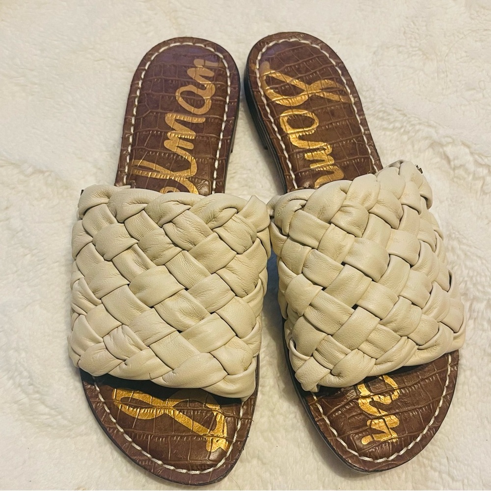 Sam Edelman  casual braiding cream Woven Slide Sandals size 7.4 - Picture 8 of 16
